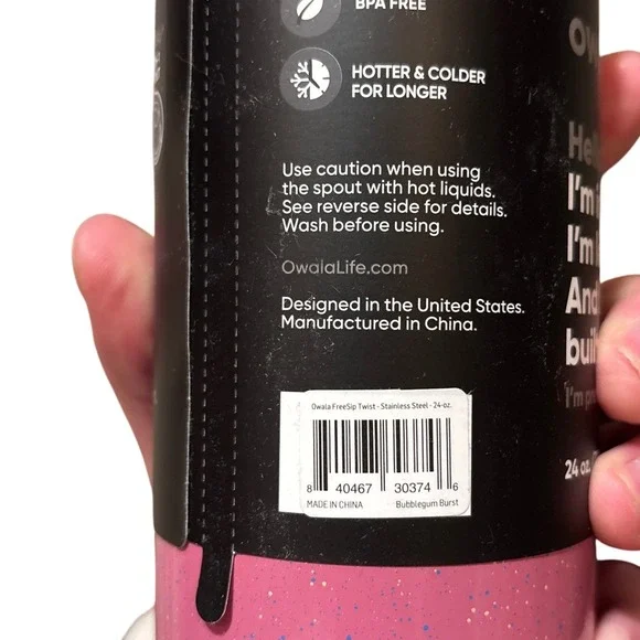 Owala FreeSip Twist 24oz Stainless Steel Water Bottle Bubblegum Burst Pink New - Picture 2 of 5